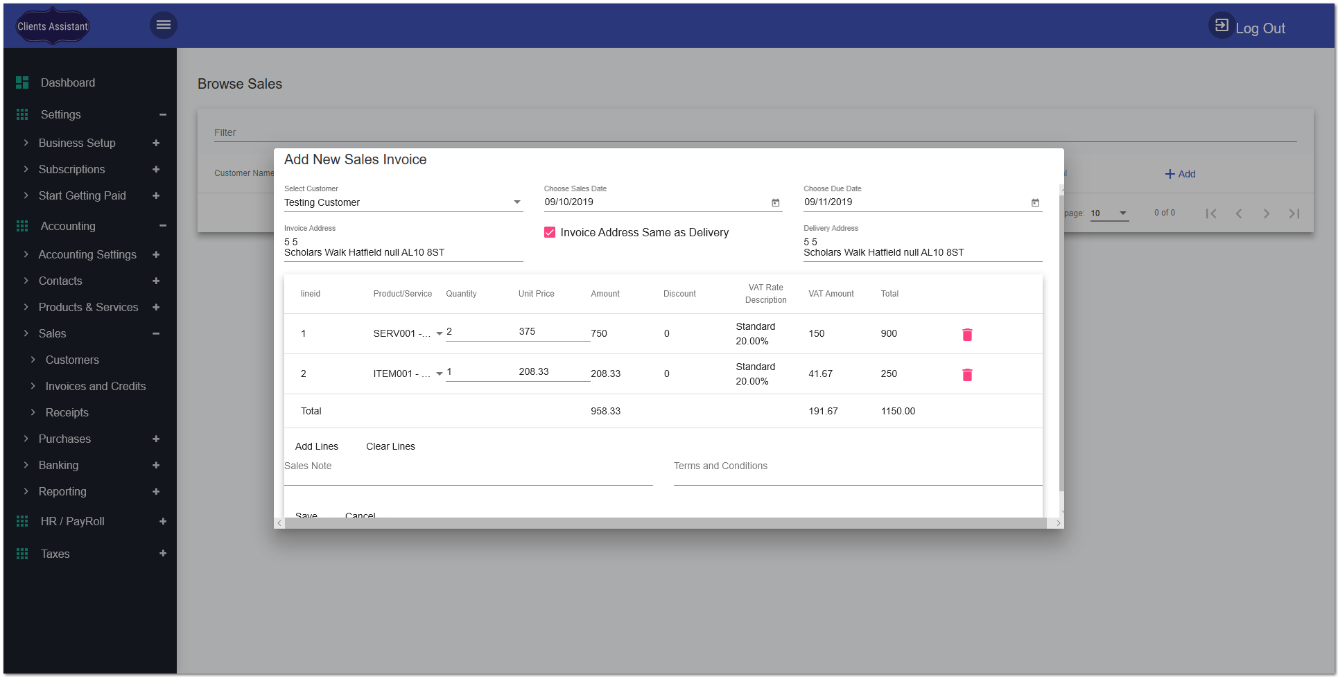 1. Client area