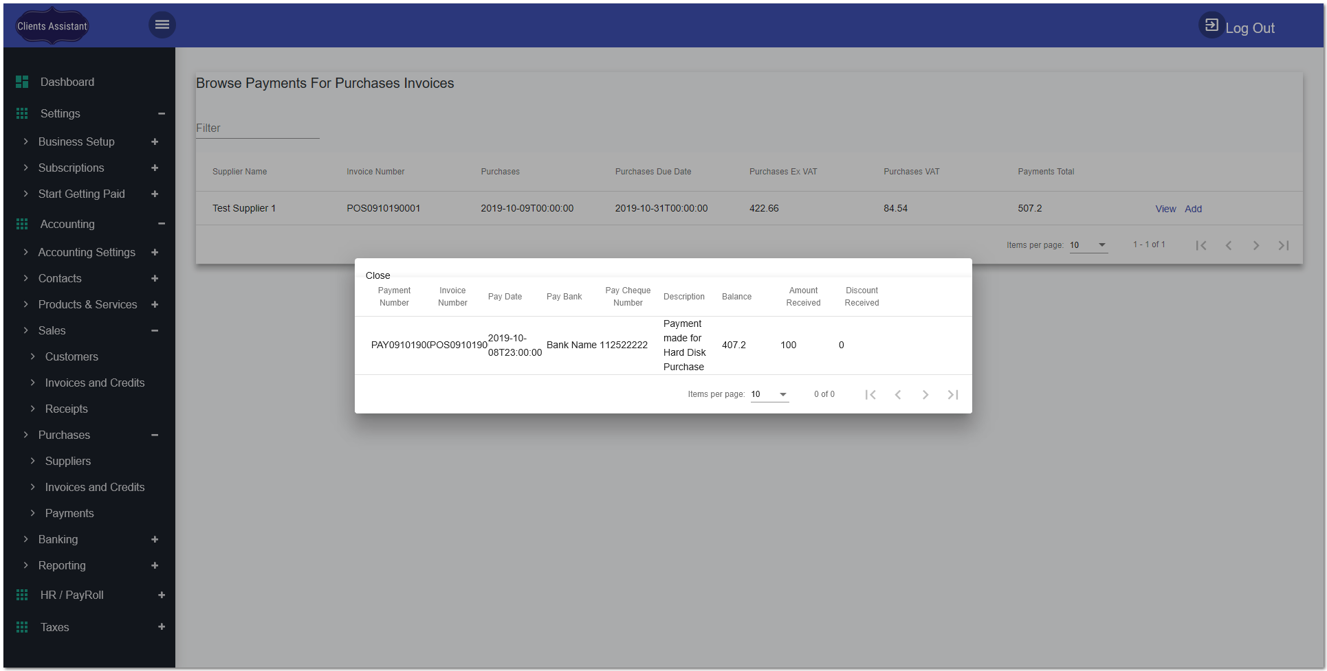 1. Client area