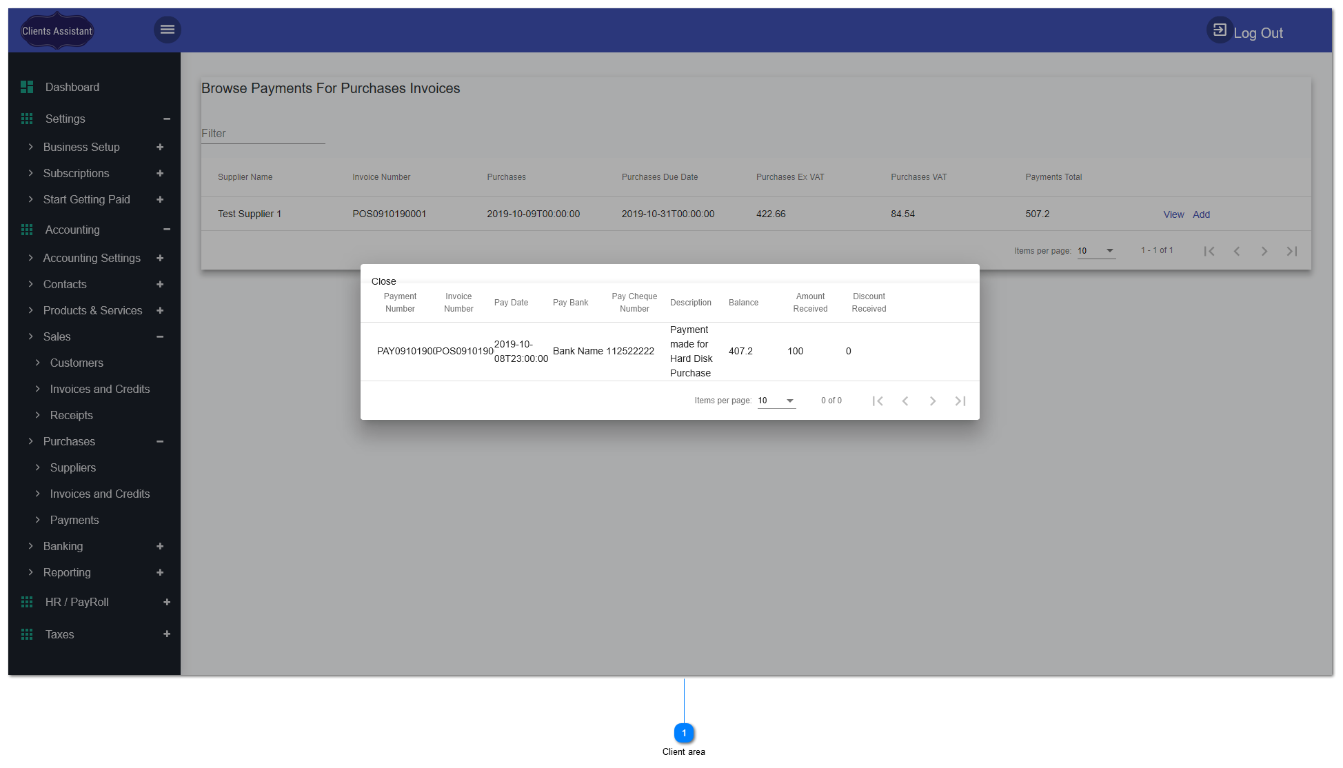  View Payments for Purchase Invoice