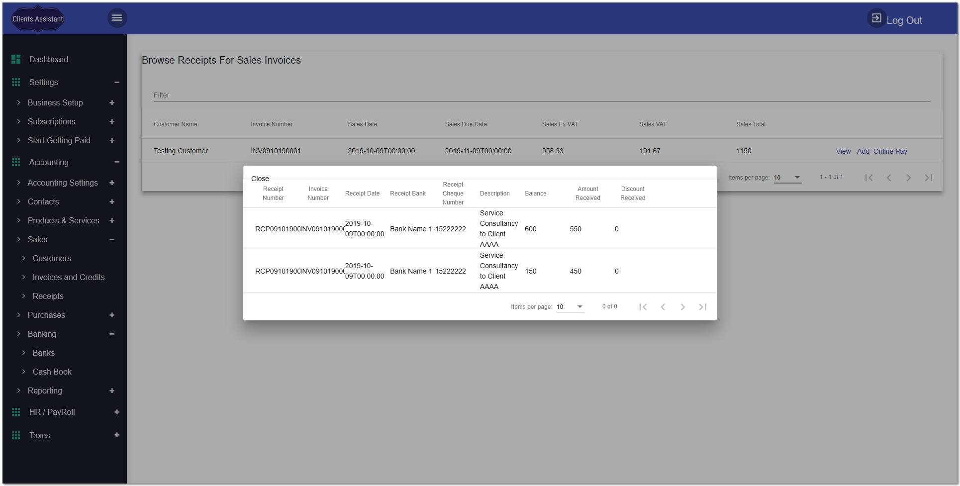 1. Client area