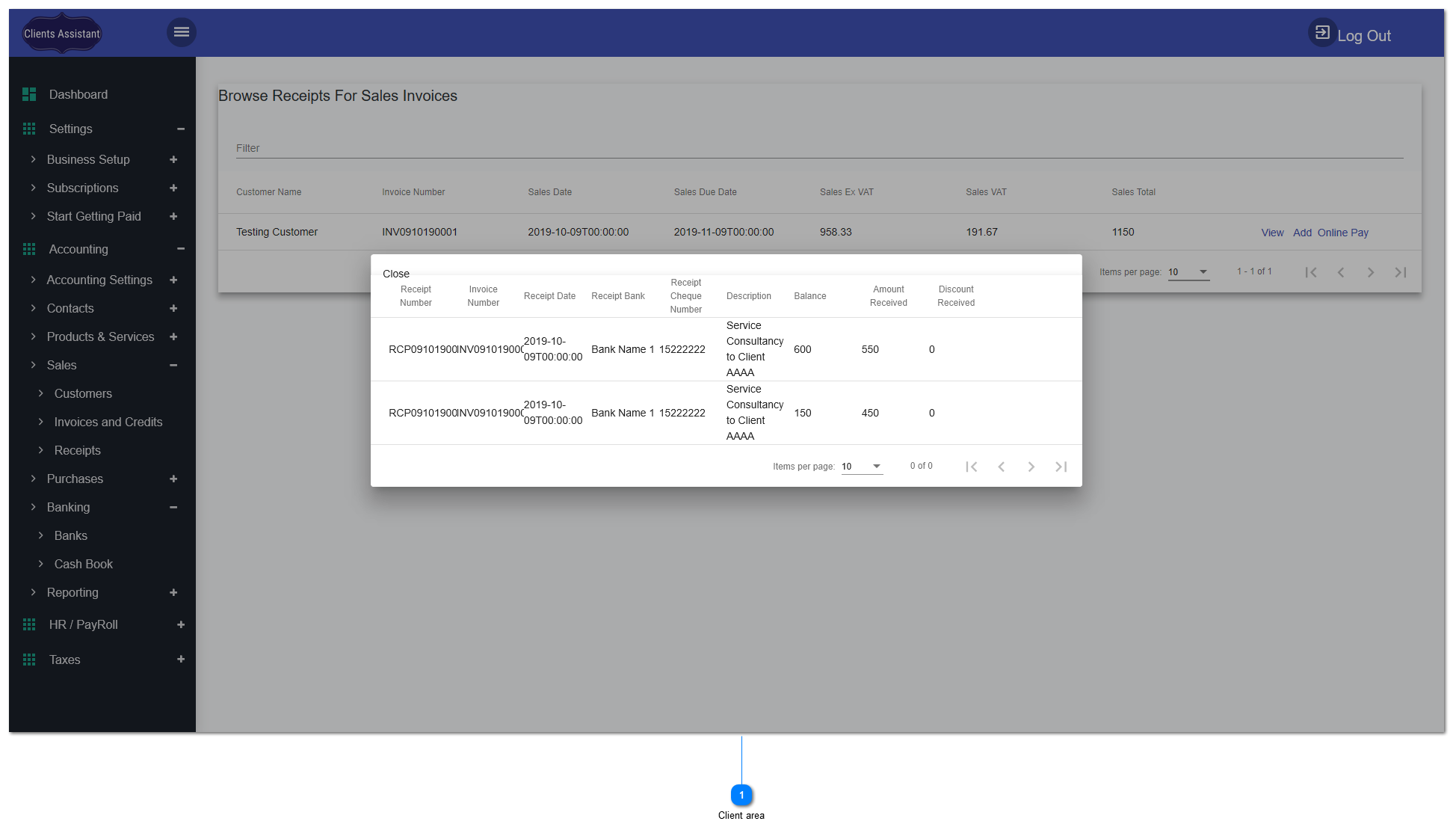  View Receipts For Sales Invoices